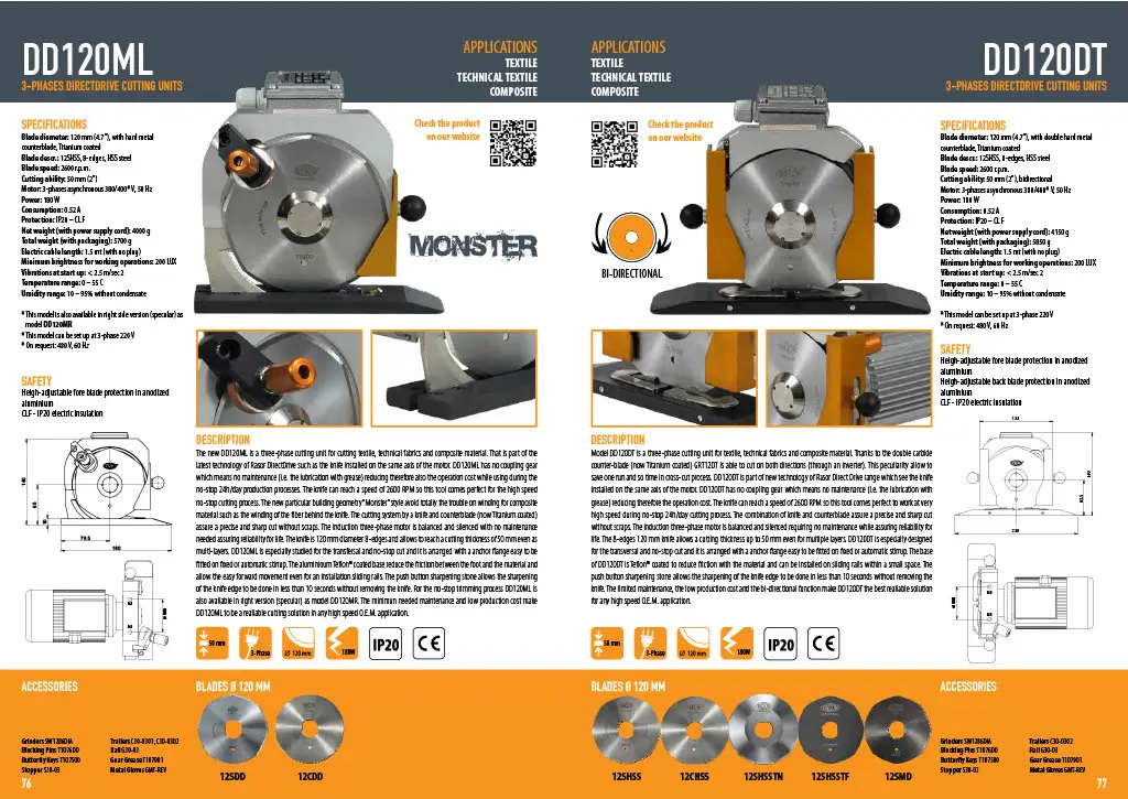Yüksek Hızlı ve Bakım Gerektirmeyen DD120ML ve DD120DT 3-Phases DirectDrive Kesim Üniteleri